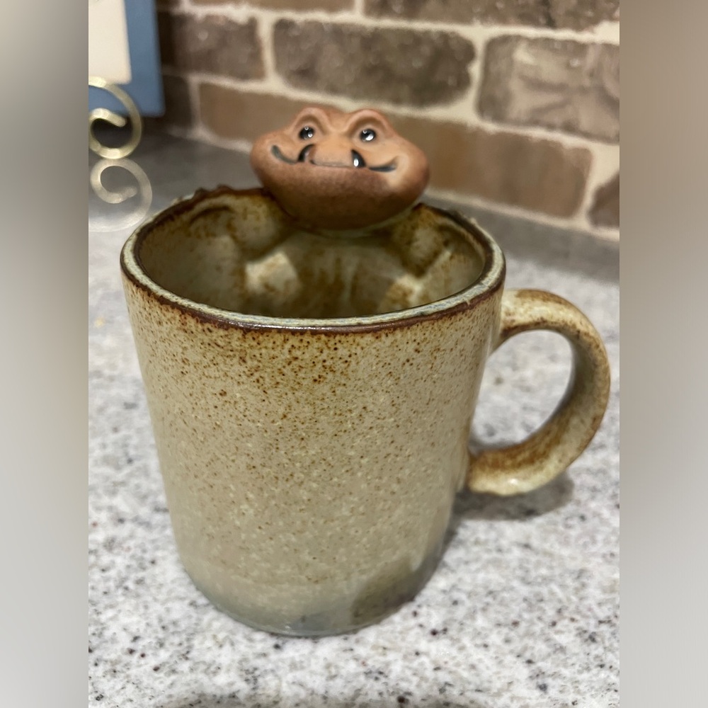 Vintage Gempo Giftcraft Ugly Face Gecko Lizard Japan Pottery Coffee Mug Cup 1970